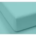 thumbnail image 4 of 1200 Thread Count Twin Size Deep Pocket Solid Cotton Sheet Set (Twin, Aqua), 4 of 4