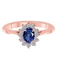 thumbnail image 2 of Mauli Jewels Rings for Women 0.90 Carat Diamond And Oval Shape Blue Topaz Ring 4 Prong 10K Rose Gold, 2 of 6
