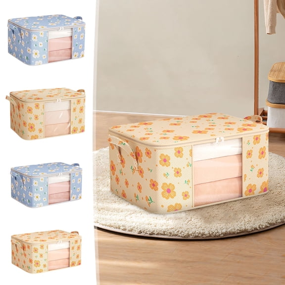 Quilt Storage Bag Large Capacity Organizer Non-Woven Fabric • Double Zipper Closures • Reinforced Handles • Foldable Space Saver for Clothing Bedding Moving Travel