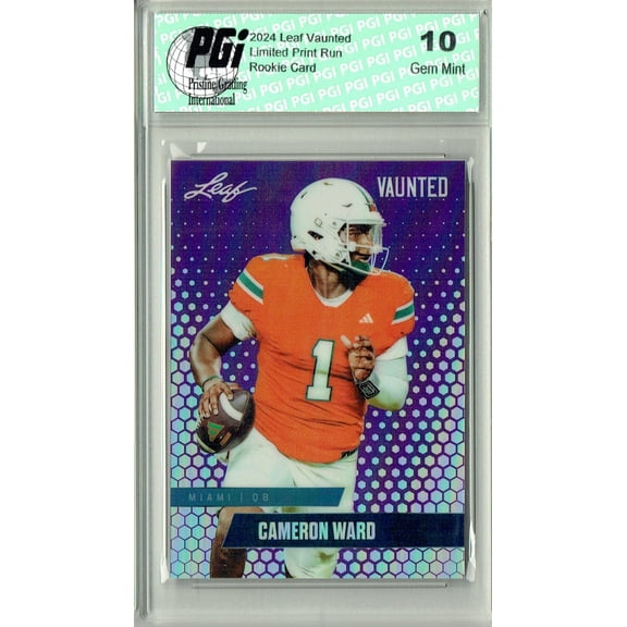 Cameron Cam Ward 2024 Leaf Vaunted Metal #VM-01 Purple 15 Made Rookie Card PGI 10