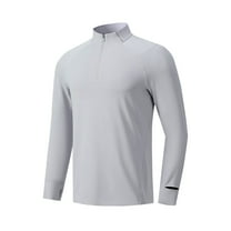 USNSM Men's Long Sleeve UPF 50  Golf Shirts 1/4 Zip Pullover Lightweight SPF UV Sun Protection Quarter Zip Shirts Gray L