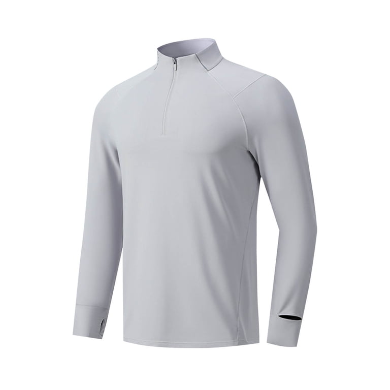 Mens Fitness Running Shirts 1/4 Zip Long Sleeve Raglan Shirts with