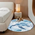 thumbnail image 3 of Round Area Rug 3ft, Watercolor Blue Marine Sea Turtle Non-Shedding Washable Area Rug, Summer Ocean Jellyfish Coral Non Slip Low-Profile Circle Rugs for Living Room, Bedroom Dining Room, 3 of 9