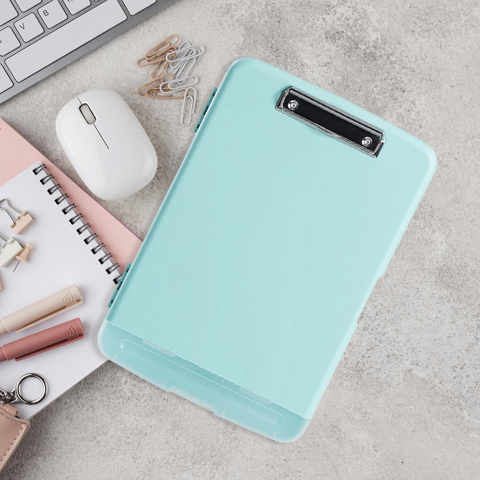 SunniMix Clipboard with Storage Folder with Pen Holder, Dustproof, High Capacity, Nursing light blue