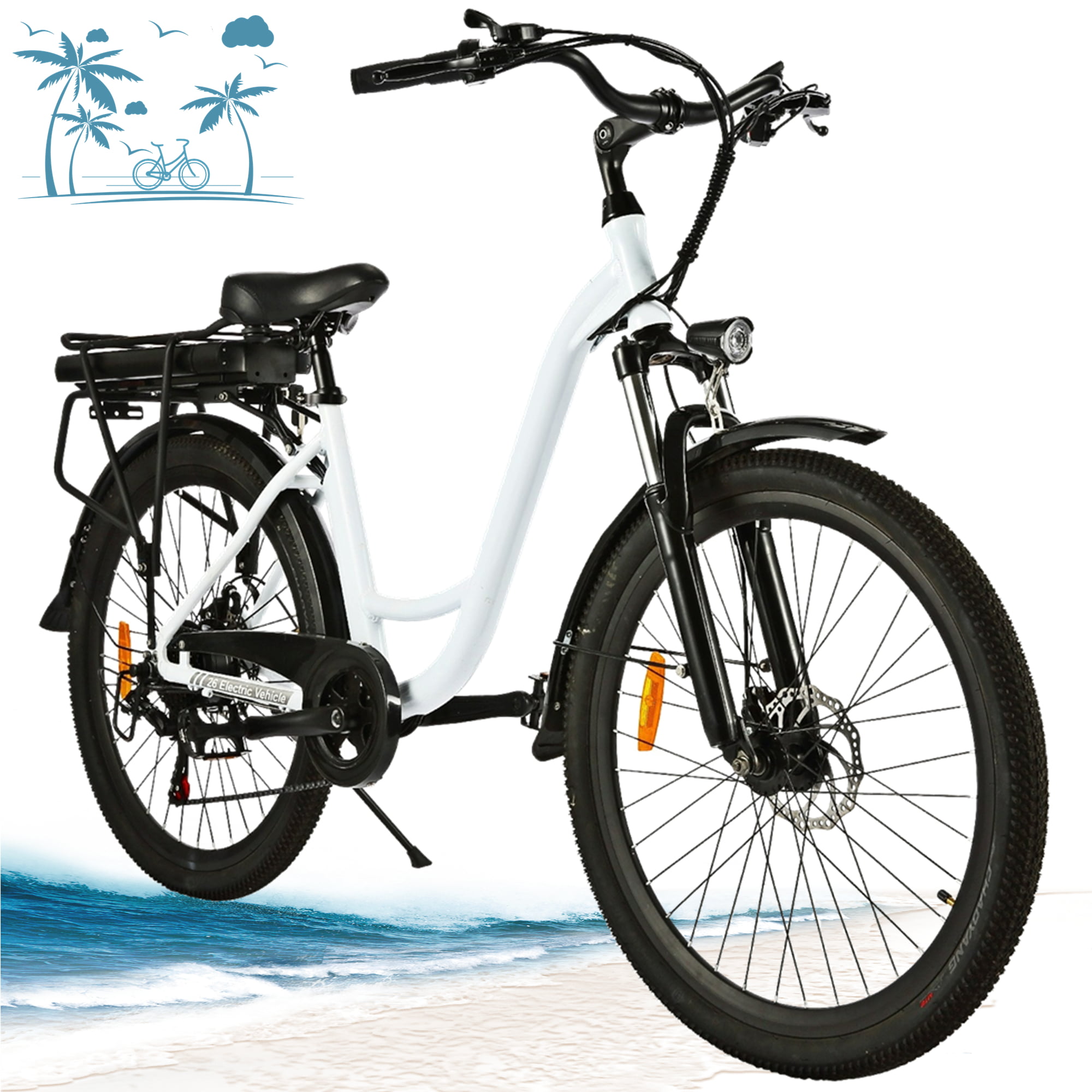 Ayner 26'' Electric Bike, Beach Cruiser Electric Bicycle with Removable 12.5Ah Battery Step-Through Frame Commuter Ebike for Adults Walmart.com