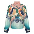 thumbnail image 5 of Jackets for Women Winter Coat Jackets Flannel Stand Collar Jacket(Birds & Leaves Floral Art Print,Size:S-4XL), 5 of 7