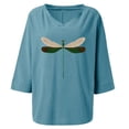 thumbnail image 3 of T-Shirt pour Femmes Col Rond en V Décontracté en Coton Chandail Hauts Libellules T-Shirt pour Dames Haut, 3 of 9