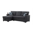 thumbnail image 4 of 82" Width Sectional with Storage Chaise,Sleeper Sofa Couch with Pullout Bed,Tufted Sectional Sofa Bed with Cupholder Armrest for Living Rooms, College Dorms, Home Offices,Dark Gray, 4 of 8