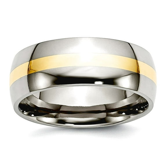 Titanium 14k Gold Inlay 8mm Polished Band Ring Size 11.5 Ring for Women and Men