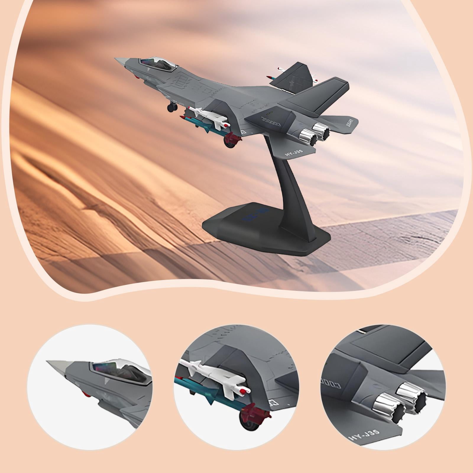 Diecast Metal Fighter Jet Model 1/100 Scale J35 Aircraft with Rotatable Wheels for Home Office Decor