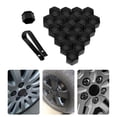 thumbnail image 1 of Langgg 20Pcs Bouchons d'Écrou de Roue de Voiture Résistant à l'Usure Auto Moyeu Vis Couvercle Boulon Jantes Décoration Extérieure Protection Spéciale Douille T52noir + Clip Noir, 1 of 6