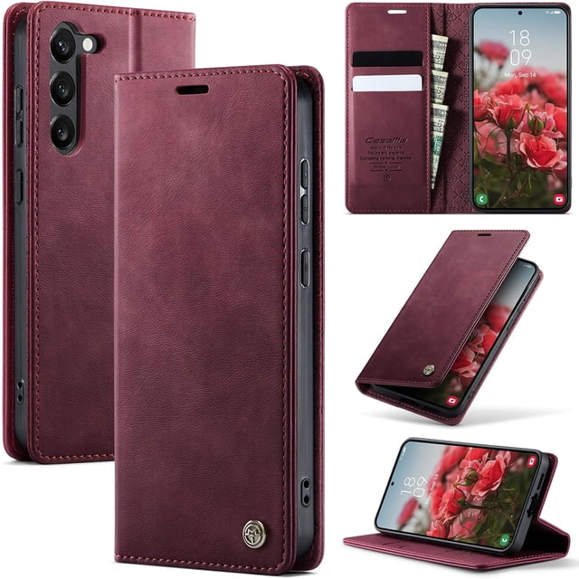 Funda tipo cartera para Samsung Galaxy S23 Plus, de piel, con tarjetero, soporte, cierre magnético y protección RFID de TPU a prueba de golpes, compatible con el S23 Plus