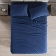 thumbnail image 3 of Vianney - Navy Blue Queen Size Sheet Set - 4 Pieces - Viasoft Microfiber Texture - Ultra Soft, Durable, and Wrinkle-Resistant Bedding for All-Season Comfort, 3 of 8