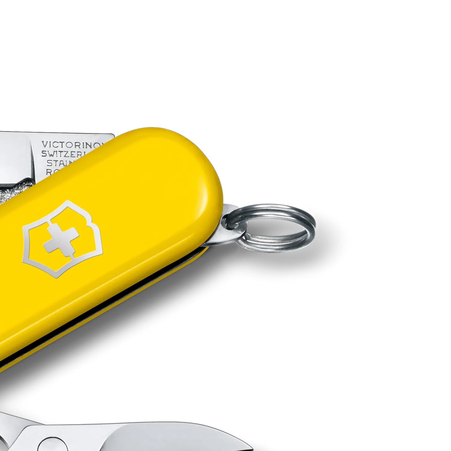 Victorinox Classic SD Swiss Army Knife, Compact, 7 Functions, Swiss Made Pocket Knife with Small Blade, Screwdriver and Key Ring - Yellow, Blister