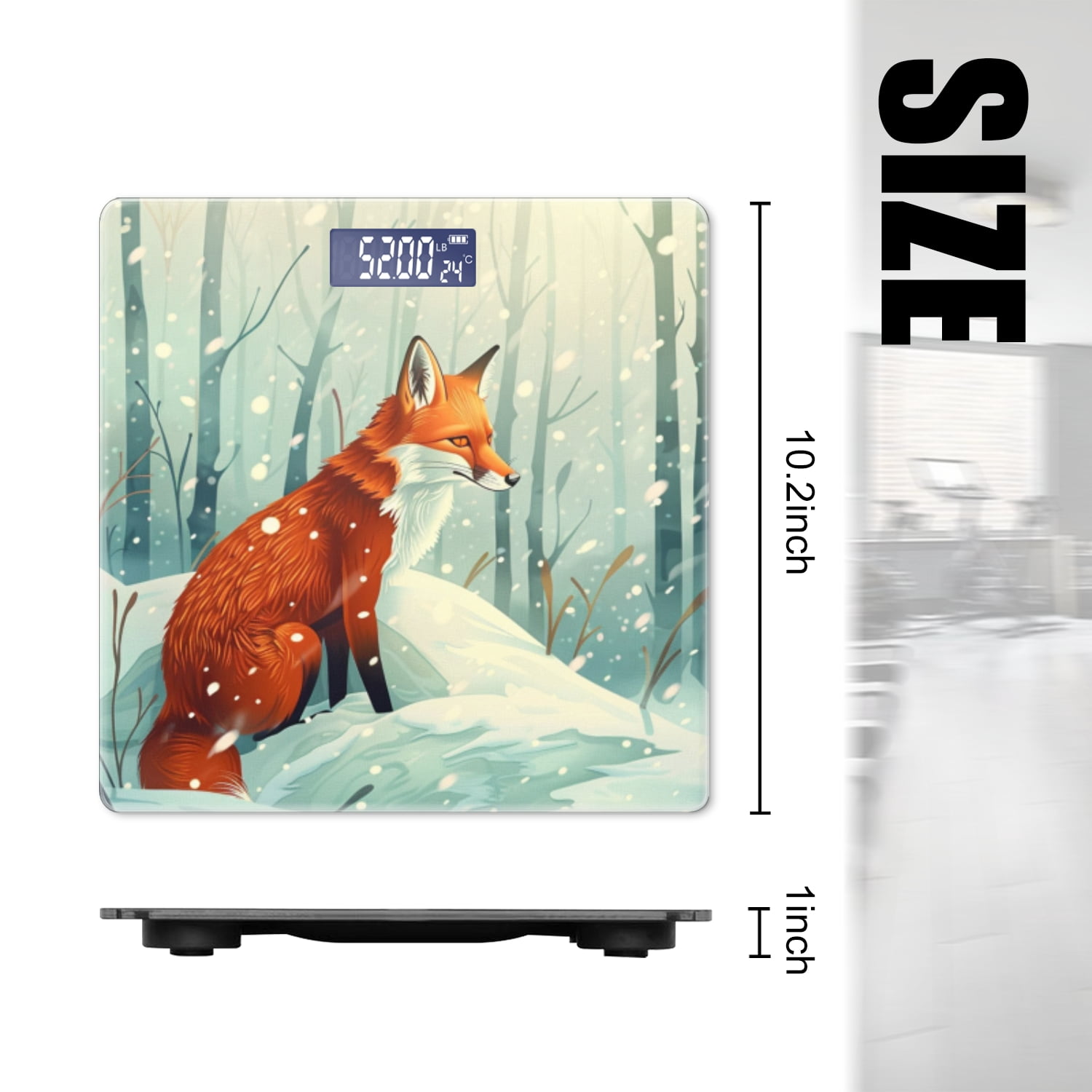 Bathroom Scale, Highly Accurate Digital Body Scale,Precisely Measures Weight up to 400 lbs-Cute Fox Sitting On The Snow In Winter Forest