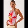 thumbnail image 4 of Top Corto Sin Mangas con Cuello Halter Y2K para Mujer, Estampado Floral, Espalda Abierta, Estilo Urbano de Verano Rosa XL, 4 of 10