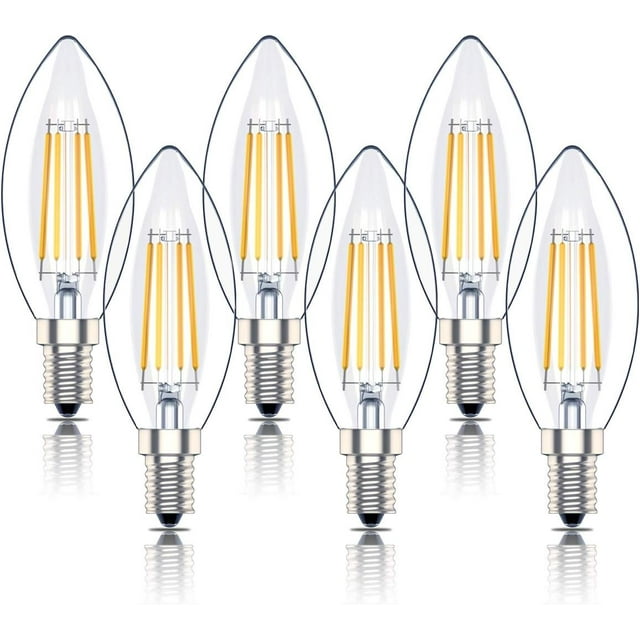 E14 led candle bulb ses filament small edison screw lamp warm white 2700k 6-pack