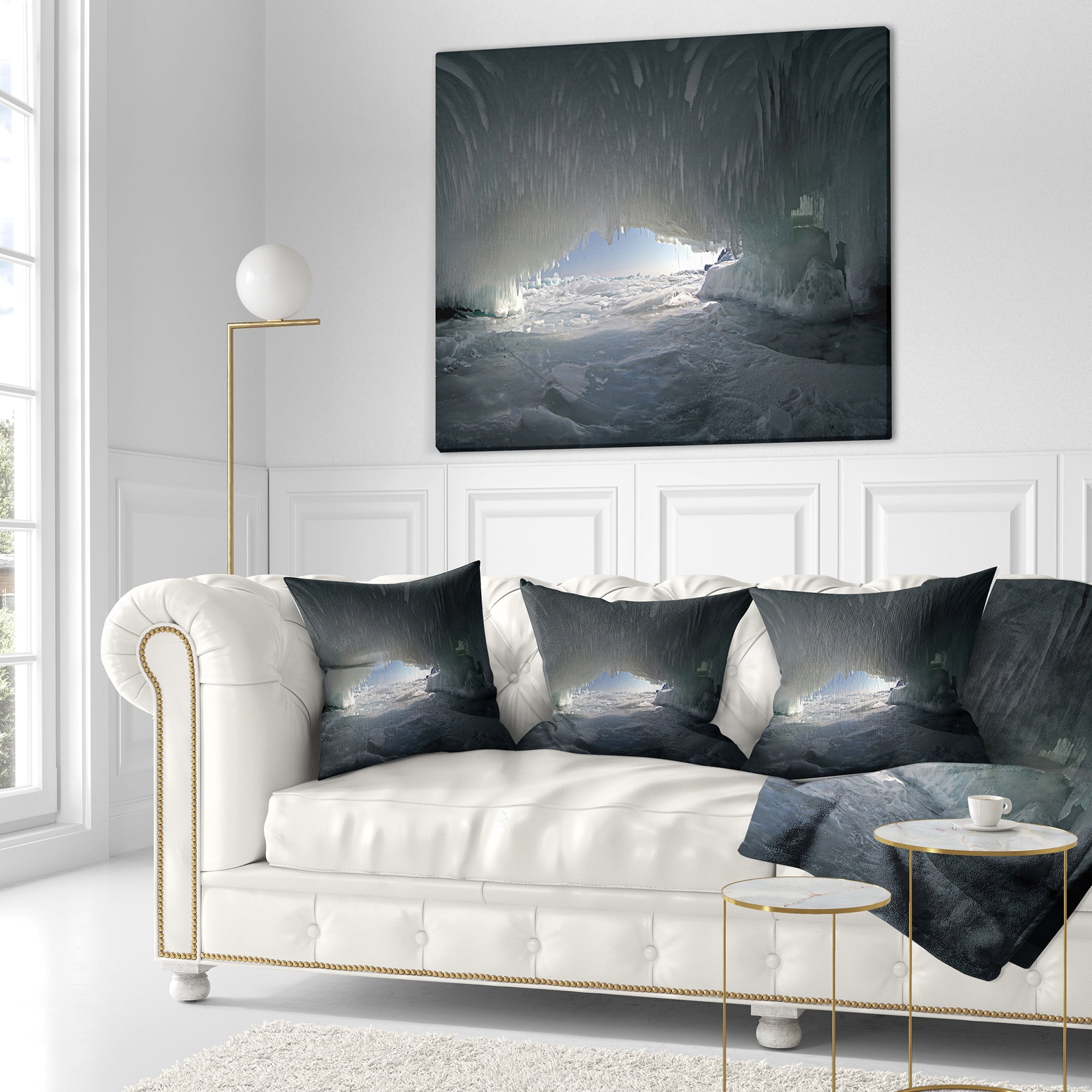 Designart Baikal Lake Ice Macro Universe - Landscape Printed Throw Pillow - 16x16