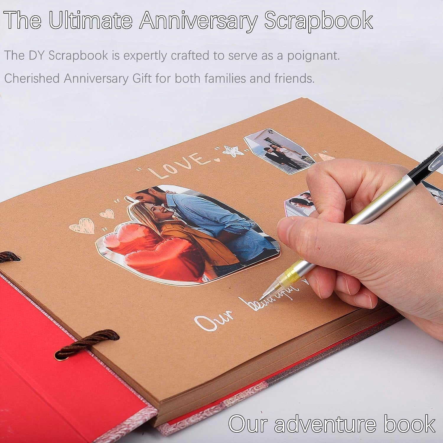 Adventure Book Travel Diary & Scrapbook - Retro-Style Photo Album, Vintage Guestbook for DIY Memories, Anniversary, Wedding, Baby, Travel, or Valentine's Day Gift