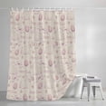 thumbnail image 4 of Pink Easter Small Stall Shower Curtain, Waterproof Shower Curtains for Bathroom, Spring Farmhouse Vintage Bunny Eggs Beige Washable Fabric Bath Curtain for Bathtub Decoration with Hooks 36x72 Inches, 4 of 9