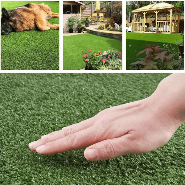 5x10Ft Artificial Grass Mat (50 Sq.Ft) - High-Quality Synthetic Turf, Efficient Drainage Holes, Pet-Friendly, Fade-Resistant for Indoor/Outdoor Use