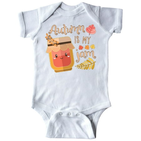 

Inktastic Autumn Is My Jam with Cute Jar and Fall Leaves Gift Baby Boy or Baby Girl Bodysuit