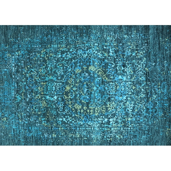 Ahgly Company Indoor Rectangle Oriental Light Blue Industrial Area Rugs, 2' x 4'