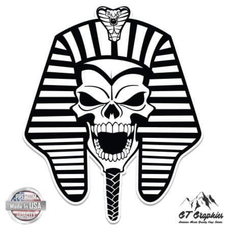 Pharaoh Skull - 3" Vinyl Sticker - For Car Laptop I-Pad Phone Helmet Hard Hat - Waterproof Decal