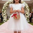 thumbnail image 3 of Woven Flower Basket Elegant Rustic Bows Large Capacity Lightweight Portable Basket for Storage,Weddings and Picnic (Red, 15cmx24cm), 3 of 6