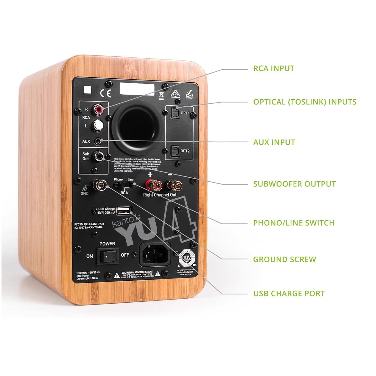 Kanto YU4 Powered Bookshelf Speakers with Built-In Bluetooth