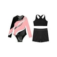 thumbnail image 3 of iiniim Girls 3 Piece Gymnastics Outfit Dance Bodysuit Dancewear Tank Ballet Unitards Pink 12, 3 of 6
