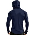thumbnail image 5 of Inglocry UPF 50+ Sun Protection Hoodie Men with Mask Quick Dry Long Sleeve Fishing Hiking Shirts UV Rash Guard Lightweight Navy L, 5 of 9