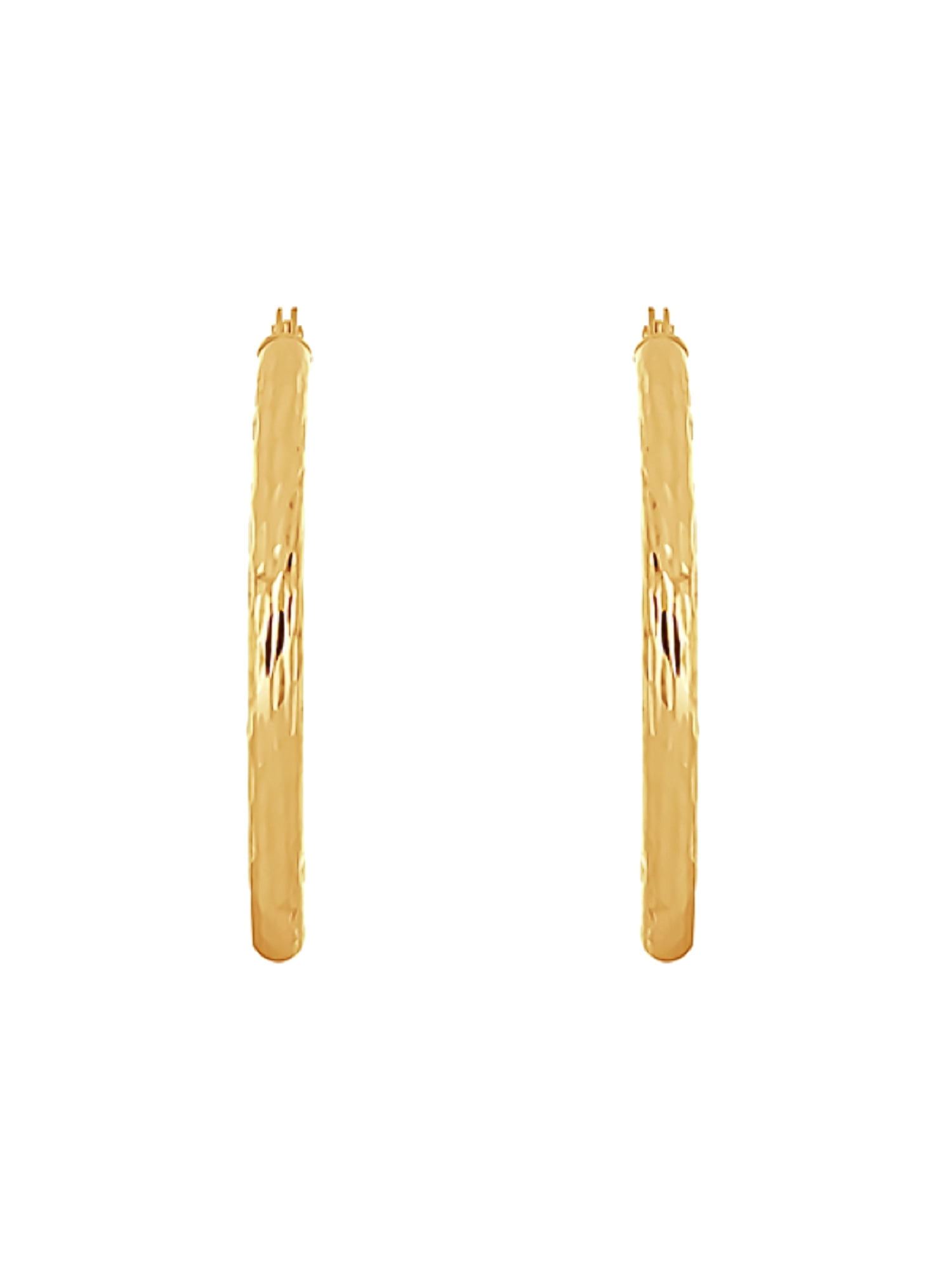 Brilliance Fine Women's Diamond Cut Tube Hoop Earrings in 14K Yellow Gold