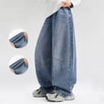 thumbnail image 5 of Zpanxa Boys Grey Acid Wash Baggy Jeans Loose Wide Leg Denim Pants Jeans for Boys Blue 10-11 Years, 5 of 9