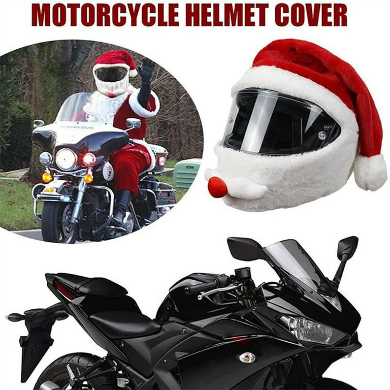 Plush Christmas Santa Claus Costume Hat For Motorcycle Helmet
