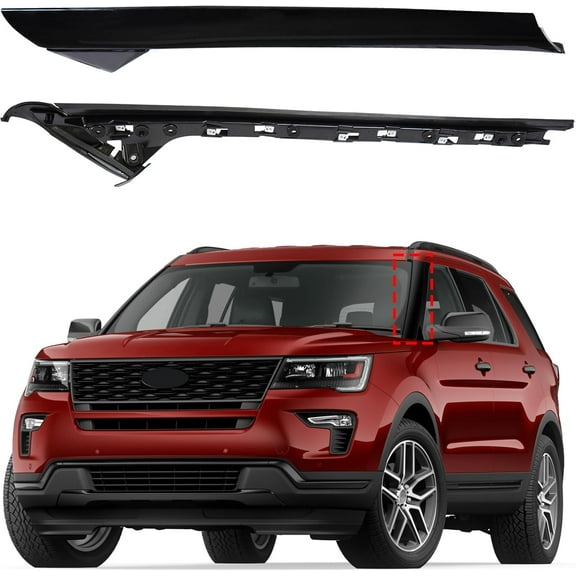 YIUIY Left Front Windshield A-Pillar Molding Trim Panel Compatible with Ford Explorer 2011-2019 4-Door Replaces BB5Z7803145AA BB5Z7803137AB BB5Z7803145BA Inner & Outer HTRACING (Gloss Black FLH)