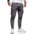 thumbnail image 2 of Resicozy Men Cargo Joggers Pants Drawstring Sports Athletic Workout Fitness Track Cargo Tapered Jogging Trousers with Pockets Dark Gray XL, 2 of 5