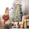 thumbnail image 3 of Dalrosia Christmas Tree Topper Bow, Large Christmas Wreath Bows Xmas Ornaments with Long Plaid Streamer Wired Edge Ribbon for Farmhouse Christmas Decor, 3 of 4