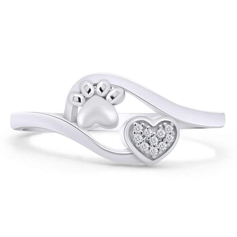 White gold shop paw print ring
