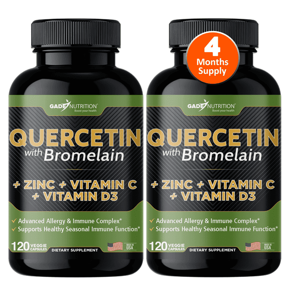 Gade Nutrition Quercetin with Bromelain, Vitamin D, Vitamin C and Zinc - 240 Veggie (Non-GMO, Gluten-Free, Vegan - Made in the USA)