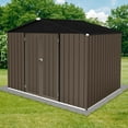 thumbnail image 2 of 8×6 FT Outdoor Metal Bike Storage Shed with Apex Roof Shed A Hinged Door for Garden Backyard Patio Lawn,Brown, 2 of 6