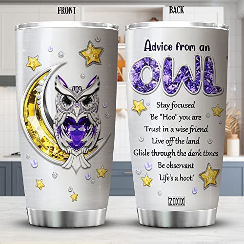 Athenstics Advice From An Owl Tumbler Cup Insulated With Lid Jewelry