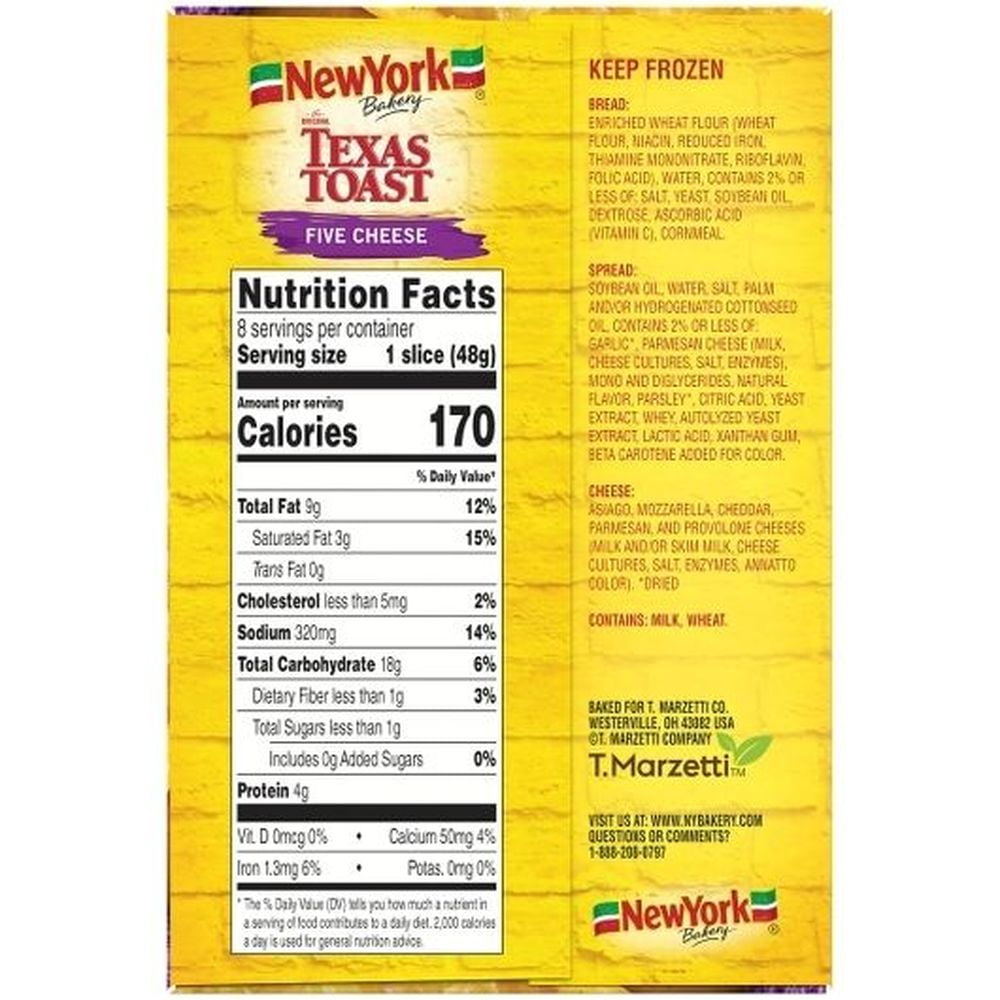 New York Bakery Five Cheese Texas Toast, 13.5 Ounce -- 12 per case