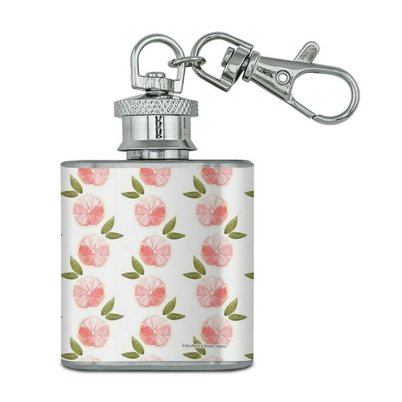 Pink Grapefruit Stainless Steel 1oz Mini Flask Key Chain