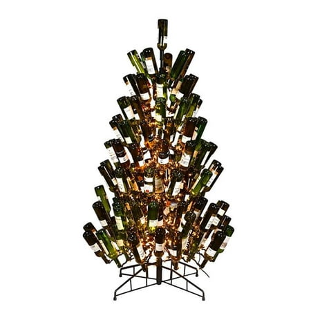 Vickerman K181466 6.5 ft. x 46 in. Black Wine Bottle Christmas Tree with Dura-Lit 600 Clear