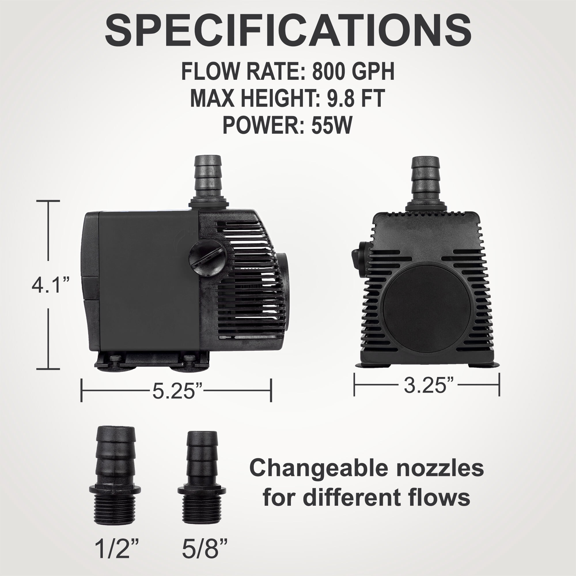 800 GPH Adjustable Submersible Aquarium Fish Tank Water Pump Premium Black