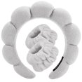 thumbnail image 1 of Diademas de spa para lavar la cara, juego de muñequeras de esponja, maquillaje, cuidado de la piel, diadema, toallas de muñeca, toalla de rizo suave, diadema para mujeres, gorros hinchados, antidesliz, 1 of 5