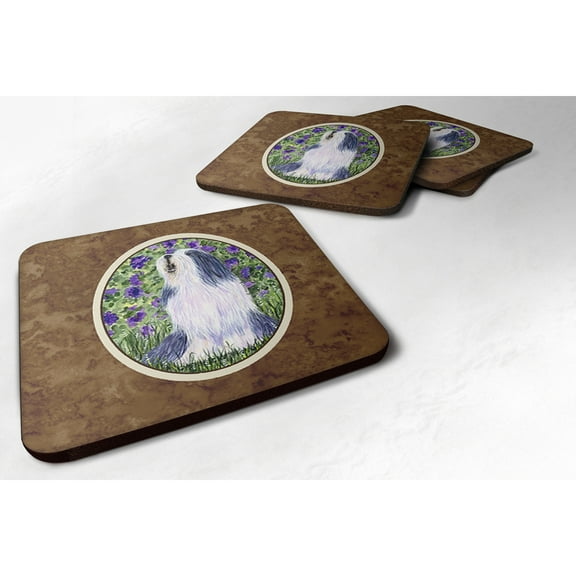Carolines Treasures SS8602FC Bearded Collie Foam Coaster Set of 4 3 1/2 x 3 1/2 multicolor