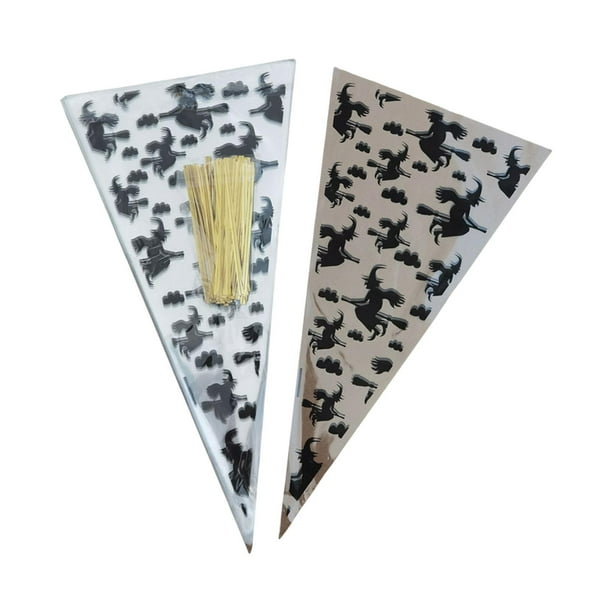 Bolsas de regalo con lazo torcido, bolsa de caramelo transparente triangular para aperitivos de Halloween, Chocolates, dulces, , Macarena Bolsas de dulces