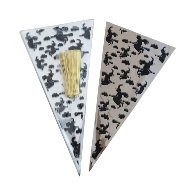 segolike 100x Halloween Candy Bags Triangle Shape Treat Bags Storage Pouch Gift Packaging Witch